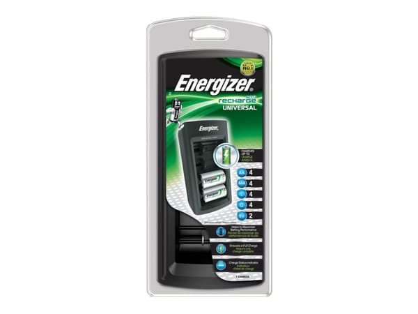 Energizer Universal Charger, Nikkelmetallhydrid (NiMH), Overlading, 9V, AA, AAA, C, D