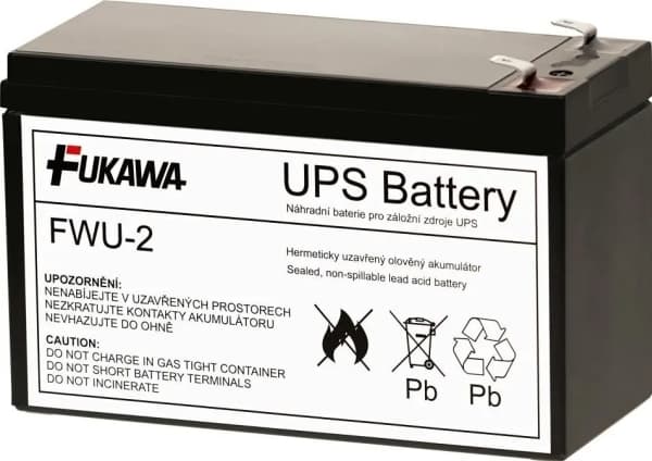 Fukawa-batteri - FUKAWA FWU-2 erstatningsbatteri for RBC2 (12V/7,2Ah, Faston 250) - FWU-2