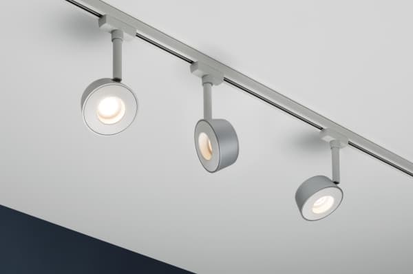 Paulmann 954.74, Skena för spotlight, 1 lampor, LED, 2700 K, 294 LM, Krom, Vit