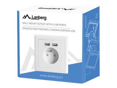 Lanberg AC-WS01-USB2-E, Pistorasia, Brittiläinen, 1 pää(t), 60 mm