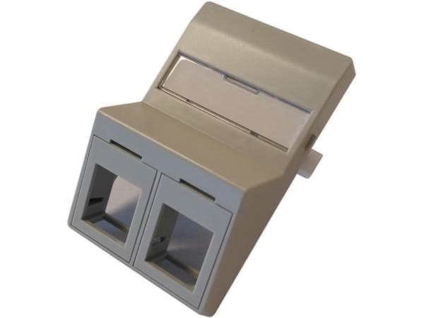 Datauttag, vinklat - 1½ modul Typ F, för 2 Csslr plus keystone-kontakt, färg: ljusgrå