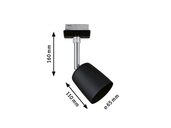 Paulmann URail System Spot Cover max. 1x10W GU10 Black Mat/Chrome 230V Metal/Plastic