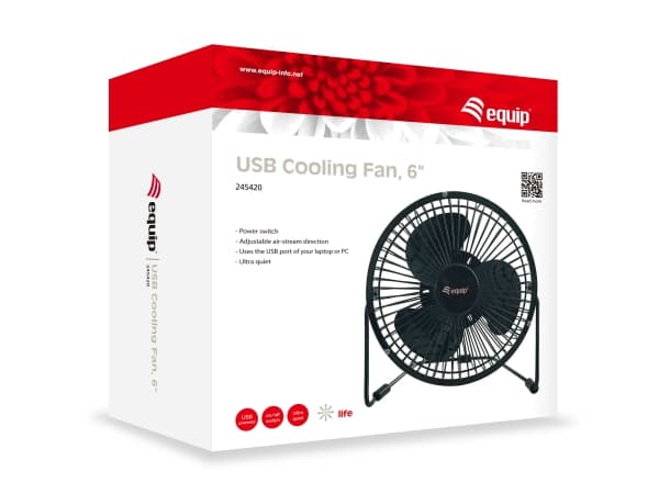 Equip 245420, Husholdningsvifte, Sort, Bord, Plast, China, USB