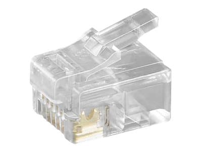 MicroConnect - Telefonkontakt - RJ-12 (hane) - oskärmad - transparent (paket om 10)