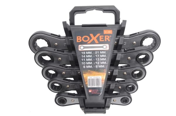 Boxer® dubbla gaffelnyckelset med spärr 5 nycklar