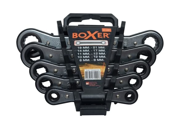Boxer® dubbla gaffelnyckelset med spärr 5 nycklar