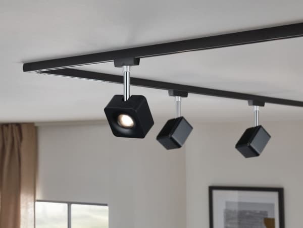 Paulmann Cube, Spotlight på skinne, LED, 8 W, 2700 K, 520 lm, Sort, Kromfarget