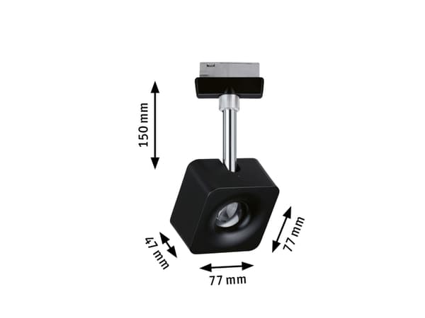 Paulmann Cube, Spotlight på skinne, LED, 8 W, 2700 K, 520 lm, Sort, Kromfarget