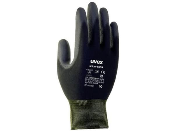 Uvex 60248, Fabrikkhansker, Sort, Voksen, Unisex, 1 stykker, EN 388:2016 (4 1 3 1 X)