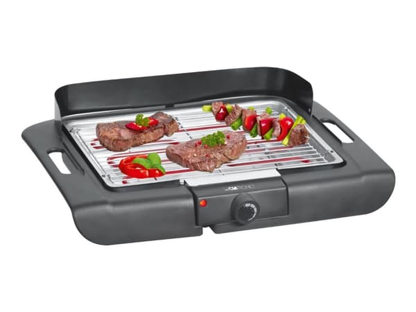 Clatronic BQ3507 Table Elektrisk grill med lutad skärm, med manuell temperaturinställning Svart