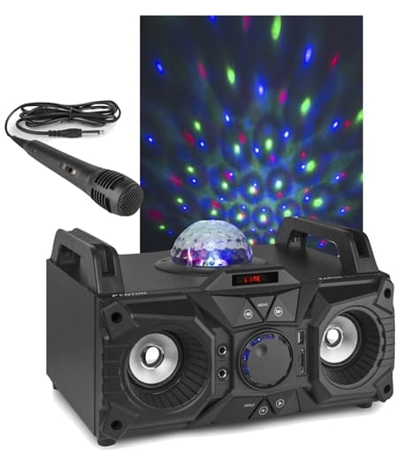 Portabel högtalare karaoke och sånghögtalare med discoljus Fenton KAR100 Fenton KAR100 SingStation Batt, JB, Micro