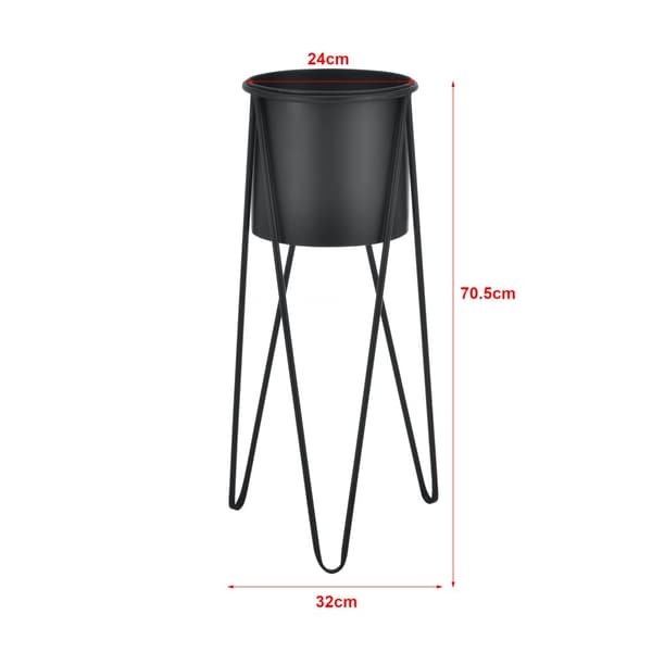 [casa.pro]® Plantestativ sæt - 2 stk. - med indbyggede krukker - 48x25cm - 70,5x32cm - Metal / sort