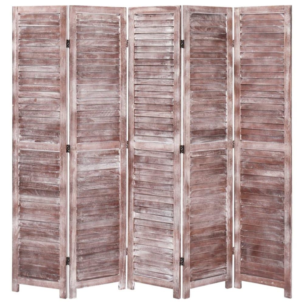 vidaXL Rumsavdelare 5 paneler brun 175x165 cm trä