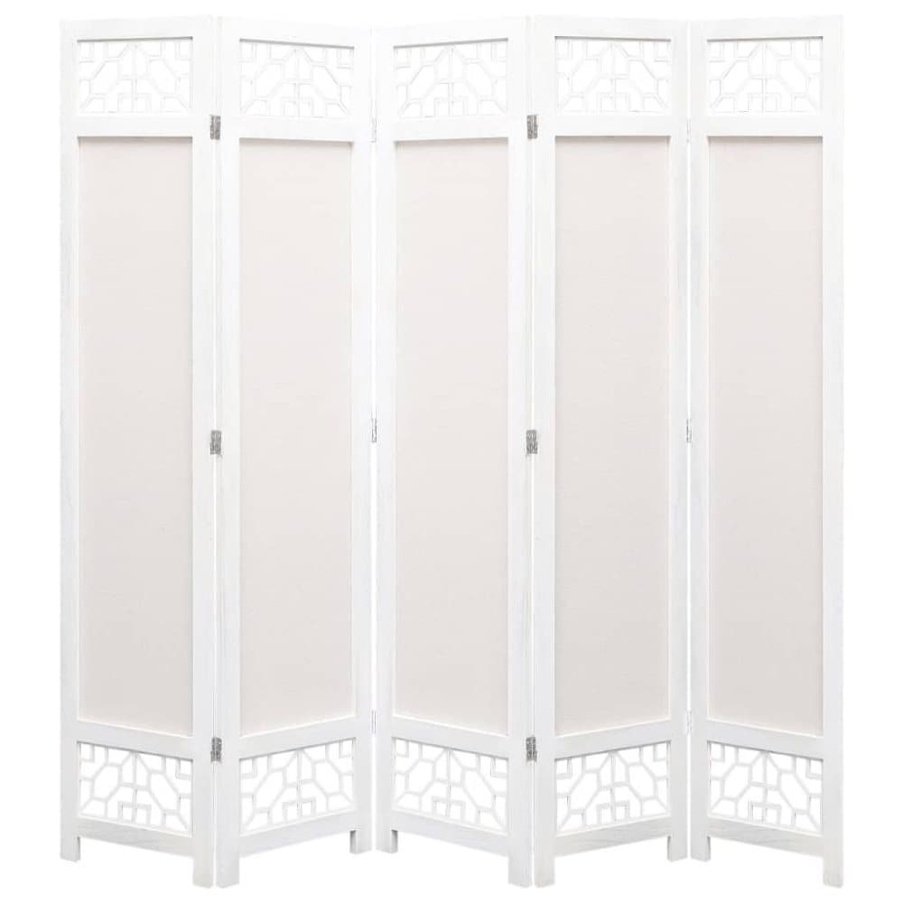 vidaXL Rumsavdelare 5 paneler gräddvit 175x165 cm tyg