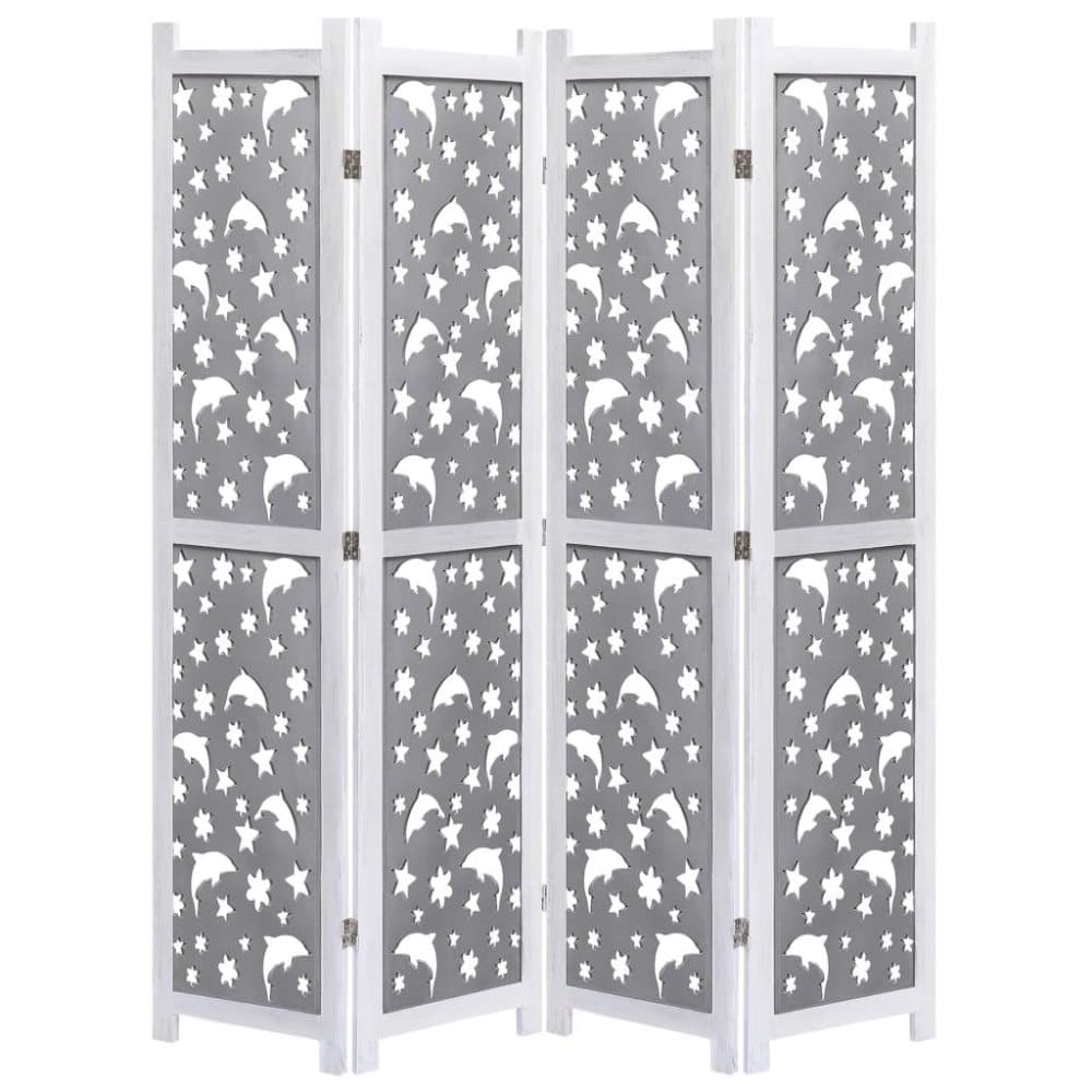 vidaXL Rumsavdelare 4 paneler grå 140x165 cm massivt trä
