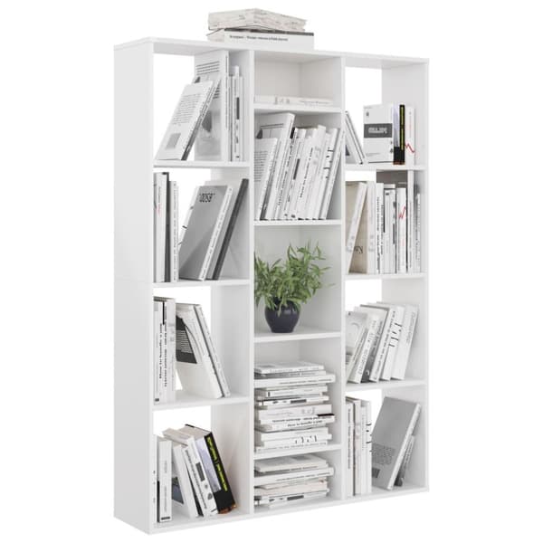 vidaXL rumdeler/Reol 100 x 24 x 140 cm spånplade hvid højglans