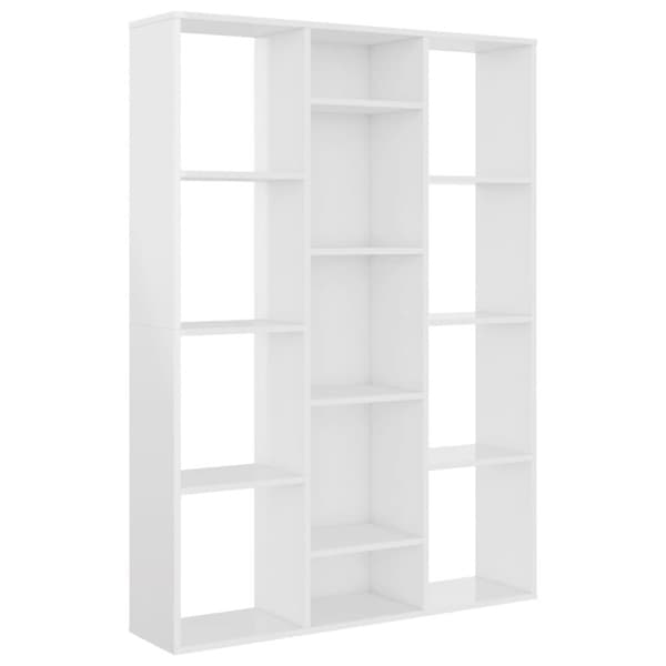 vidaXL rumdeler/Reol 100 x 24 x 140 cm spånplade hvid højglans