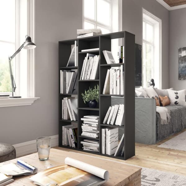 vidaXL Tilanjakaja/kirjahylly harmaa 100x24x140 cm lastulevy