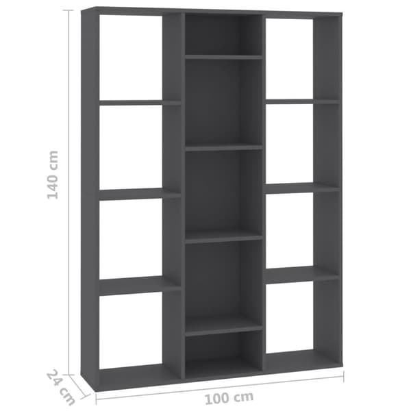 vidaXL Tilanjakaja/kirjahylly harmaa 100x24x140 cm lastulevy