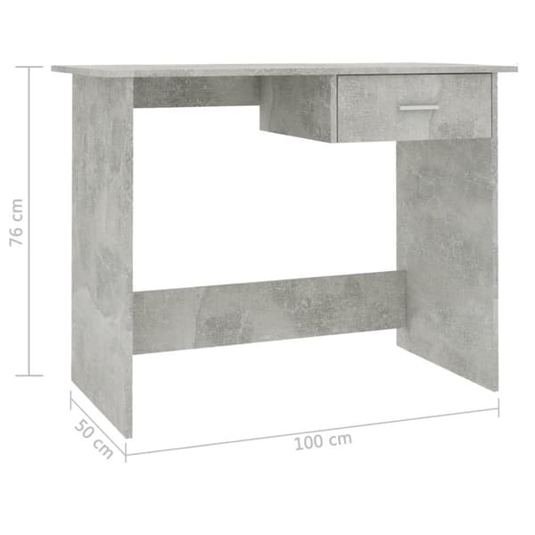 vidaXL Skrivebord betonggrå 100x50x76 cm konstruert tre