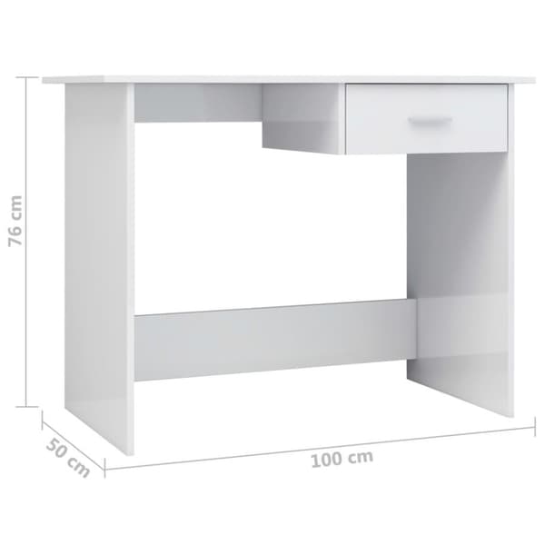vidaXL Skrivebord høyglans hvit 100x50x76 cm sponplate