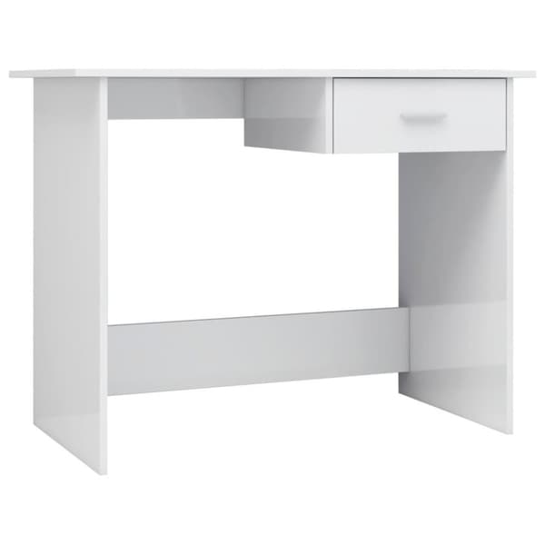 vidaXL Skrivebord høyglans hvit 100x50x76 cm sponplate