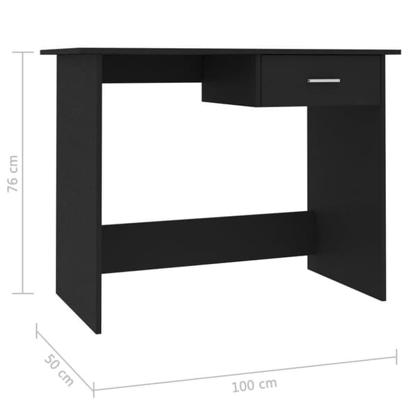vidaXL Skrivbord svart 100x50x76 cm konstruerat trä