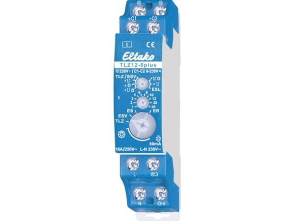 Eltako TLZ12-8PLUS, Tidskontant, 1P, Blå, CE, 250 V, 18 mm