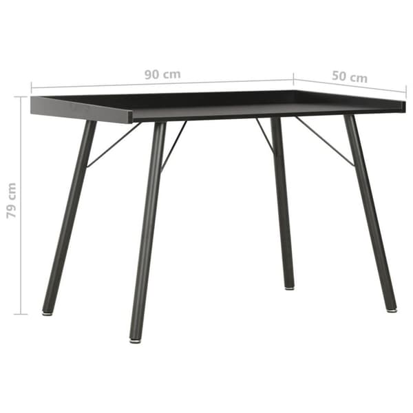 vidaXL Skrivebord svart 90x50x79 cm