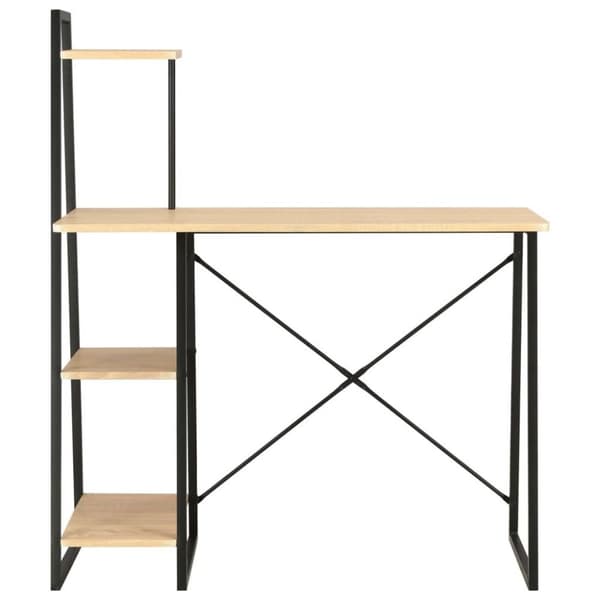 vidaXL Skrivebord med hylle svart og eik 102x50x117 cm