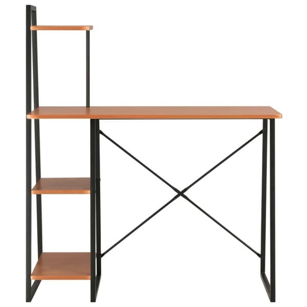 vidaXL Työpöytä hyllyillä musta ja ruskea 102x50x117 cm