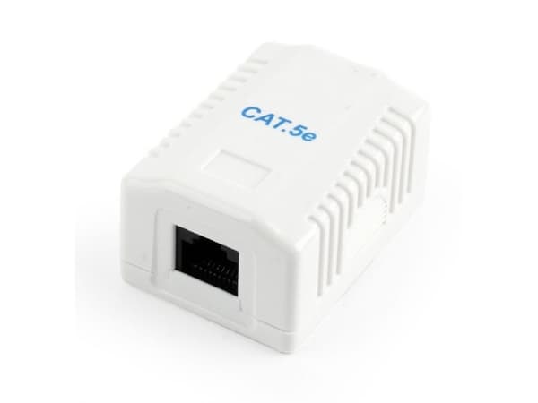 Cablexpert NCAC-1U5E-01 - Ytmonteringsbox för nätverk - CAT 5e - UTP - RJ-45 - vit