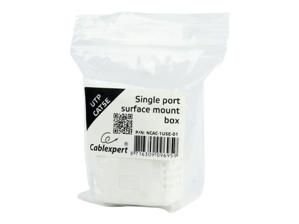 Cablexpert NCAC-1U5E-01 - Ytmonteringsbox för nätverk - CAT 5e - UTP - RJ-45 - vit