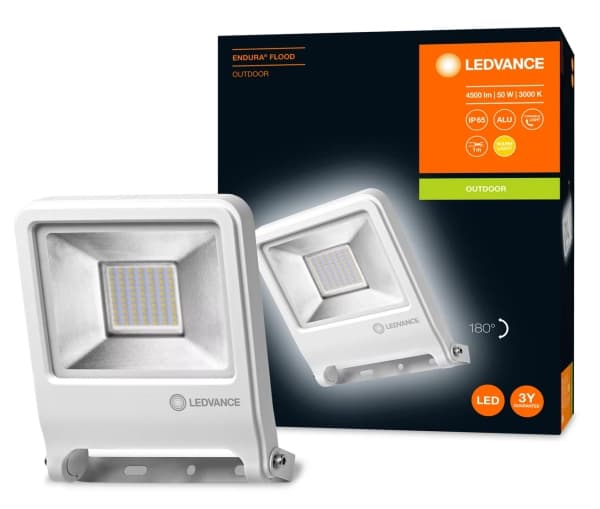 LEDVANCE 4058075239678, Utendørs veggbelysning, Hvit, Aluminium, IP65, Fasade, Garasje, I