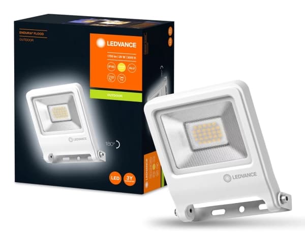 LEDVANCE ENDURA - Flomlys - LED - 20 W - varmt hvitt lys - 3000 K - hvit