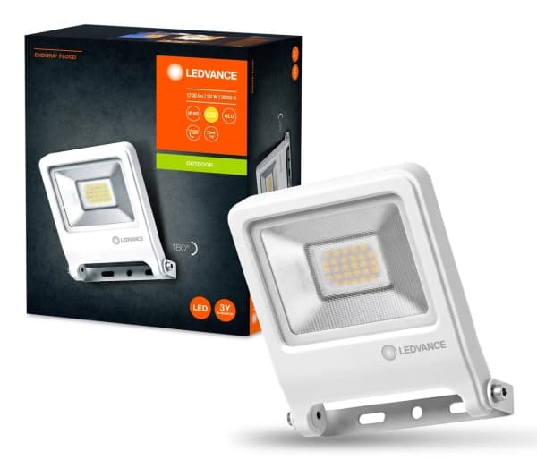 LEDVANCE ENDURA - Flomlys - LED - 20 W - varmt hvitt lys - 3000 K - hvit