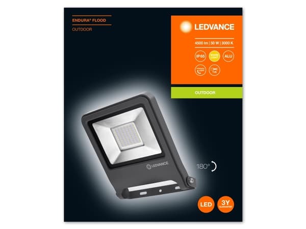 LEDVANCE ENDURA - Flomlys - LED - 50 W - varmt hvitt lys - 3000 K - mørk grå