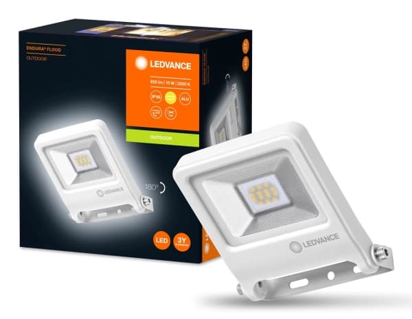 LEDVANCE ENDURA - Flomlys - LED - 10 W - varmt hvitt lys - 3000 K - hvit, halvfrostet glass