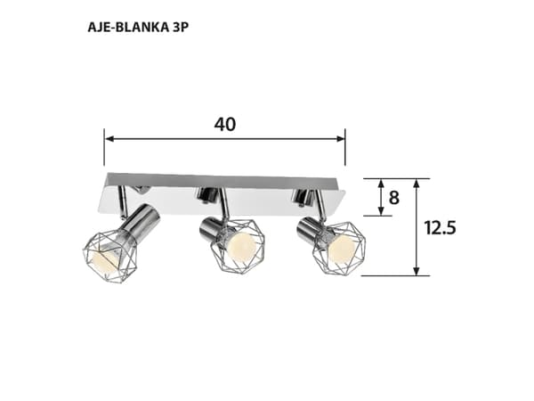 Activejet AJE-BLANKA 3P, 3 ampuller, E14, IP20, Sølv