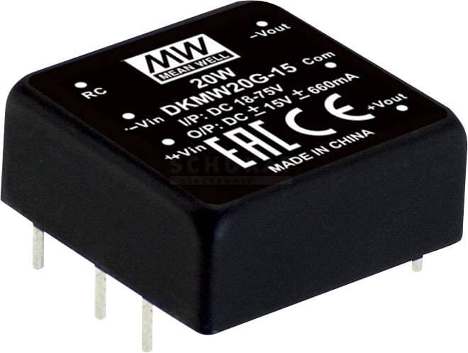 Mean Well DKMW20F-15 DC/DC-konverteringsmodul 660 mA 20 W Antal udgange: 2 x