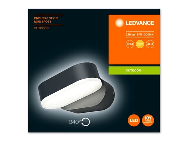 LEDVANCE ENDURA STYLE Mini Spot I, Punktbelysning för utomhusbruk, Grå, Gjuten aluminium, Polymetylmetakrylat (PMMA), IP44, Terass, I