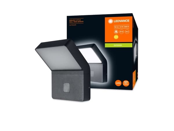 LEDVANCE Wide Sensor 12W, Vegglys, Mørkegrå, Aluminium, Polykarbonat (PC), IP44, I, IK03