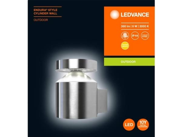 LEDVANCE ENDURA STYLE Cylinder, Seinävalaistus ulkotiloihin, Ruostumaton teräs, Polykarbonaatti (PC), Ruostumaton teräs, IP44, Julkisivu, Puutarha, P