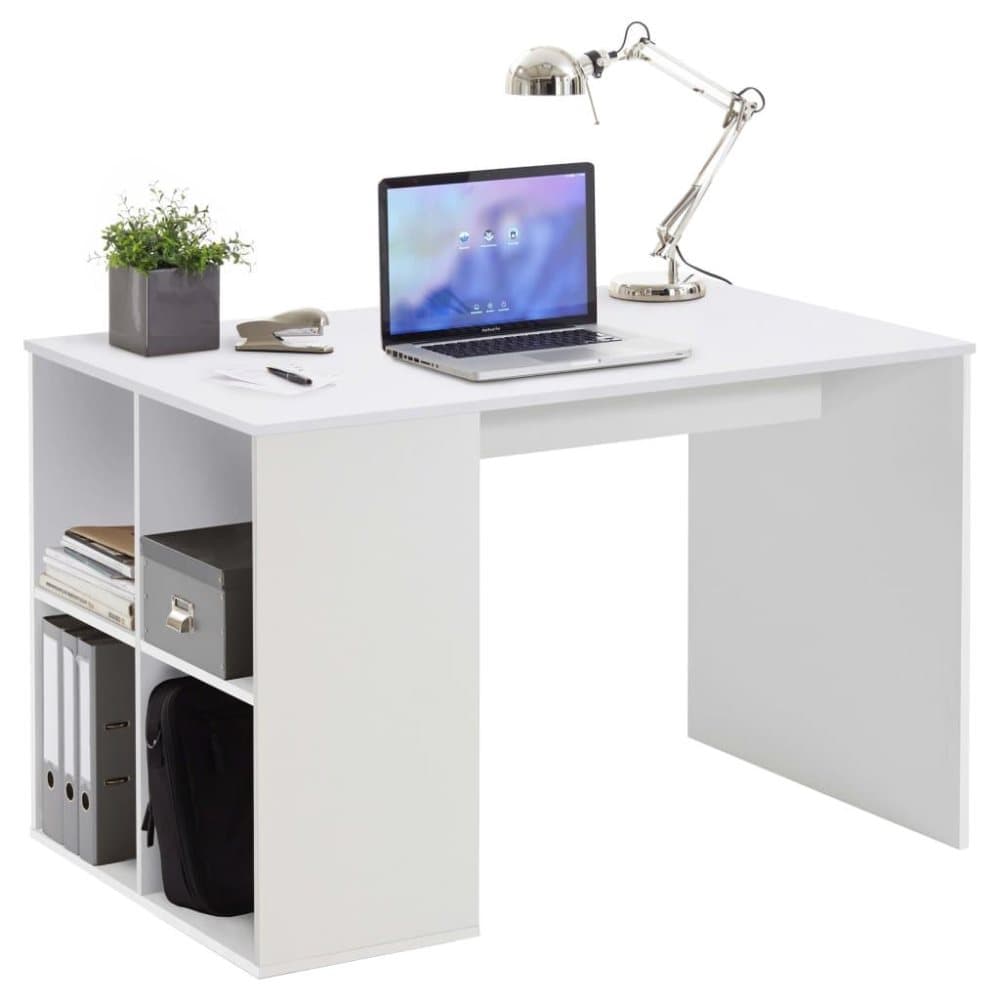 FMD skrivebord med sidehylder 117 x 72 9 x 73 5 cm hvid