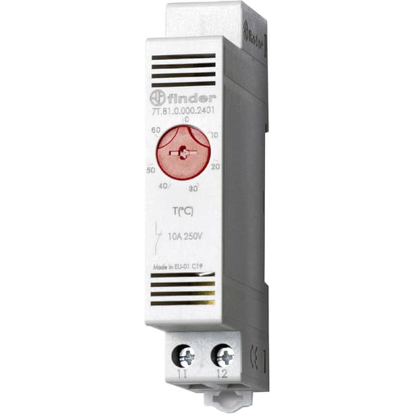 Finder Värmetermostat för skåp 7T.81.0.000.2401 250 V/AC 1 NC (L x B x H) 88.8 x 17.5 x 47.8 mm 1 st