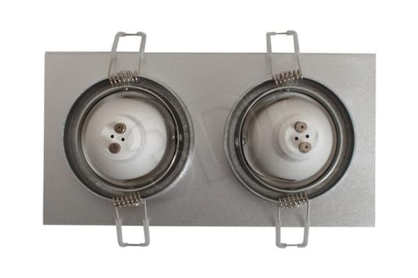 Abilite Lamphållare + BULB DOUBLE SILVER SQUARE ABILITE GU10 B. WARM vinkel st. 120° 230V/9.6W (5901583547386)