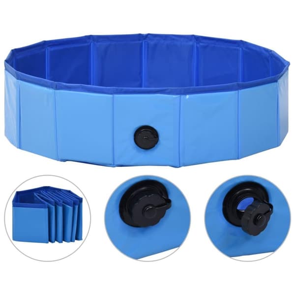 vidaXL foldbart hundebassin 80 x 20 cm PVC blå