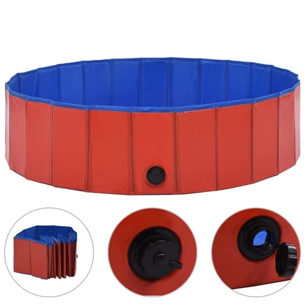 vidaXL Hopfällbar hundpool röd 120x30 cm PVC