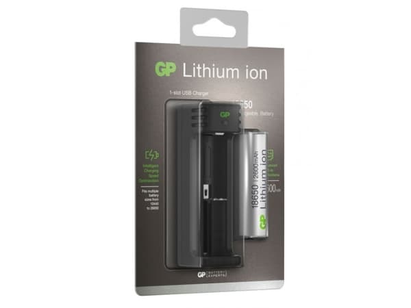 GP Batteries Lithium-ion lader L111, Lithium-Ion (Li-Ion), Overlading, Overbelastning, Kortslutning, 1 stykker, Batterier medfølger