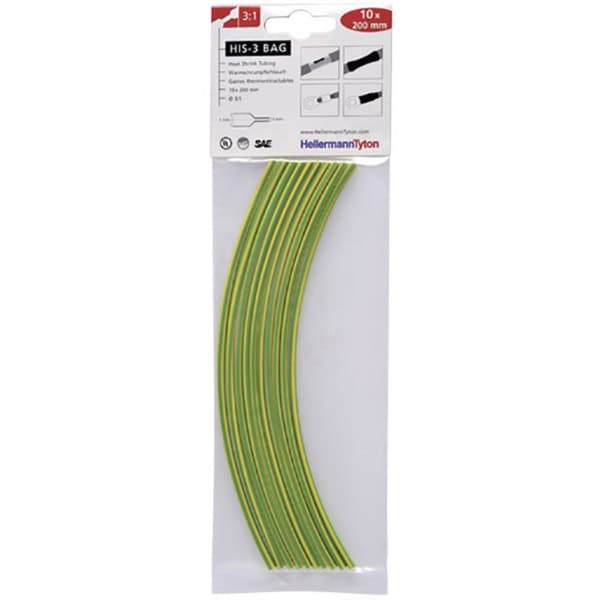 HellermannTyton 308-31217 Krympslang sortiment Grön, Gul 12 mm 4 mm Krympförhållande:3:1 10 st